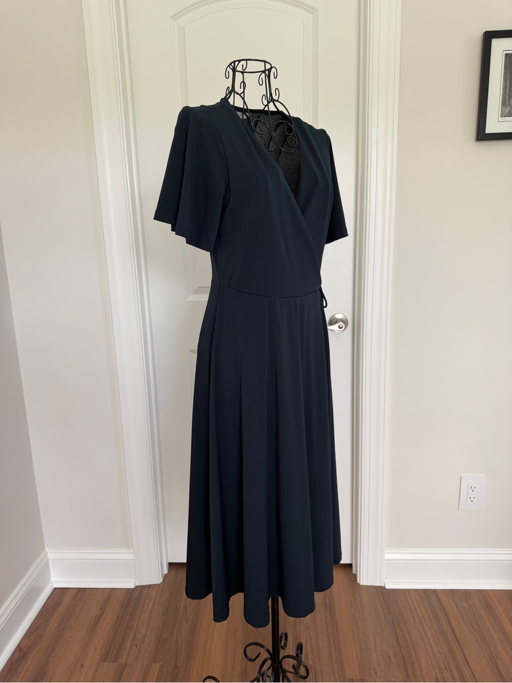 H&M Teal V-Neck Flutter Sleeve Midi Dress - Picture 3 of 5